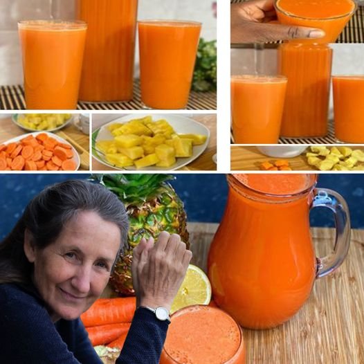 Préparation du jus ultime à l'ananas, carotte, curcuma et citron pour renforcer l'immunité