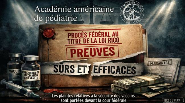 DERNIÈRE MINUTE : L'Académie américaine de pédiatrie visée par une action en justice fédérale au titre de la loi RICO pour fraude en matière de sécurité des vaccins
