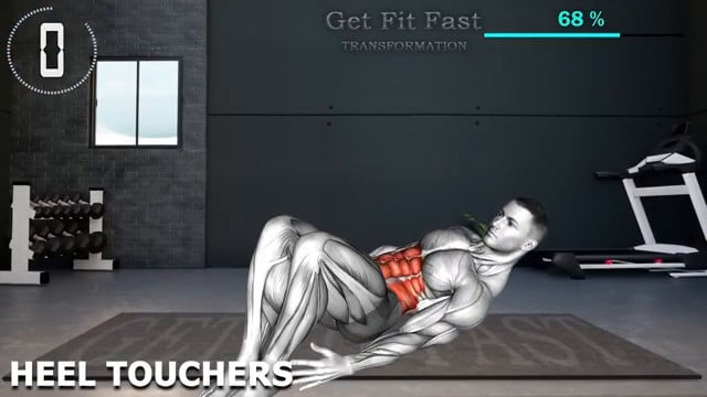 Inclinaison latérale du buste pour toucher les talons