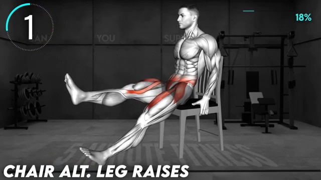 Démonstration de l'exercice 2 : Élévations alternées des jambes pour cibler le bas des abdominaux.