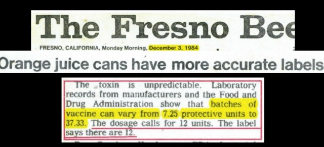 Fresno Bee : toxine du vaccin DPT